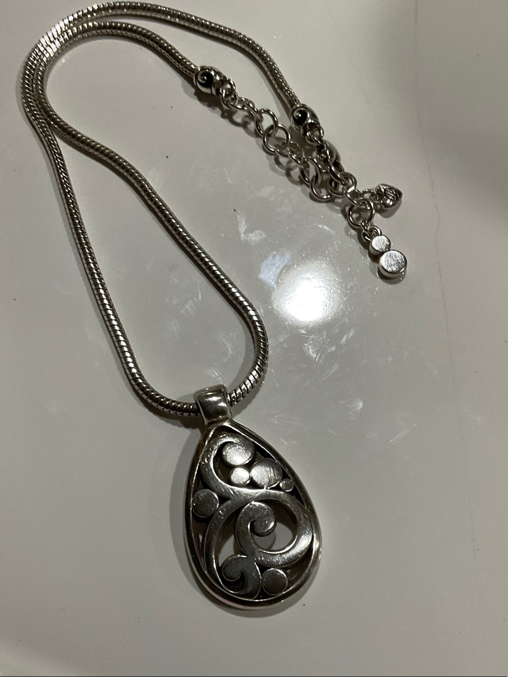 Brighton Contempo Teardrop Filigree Necklace - Silver